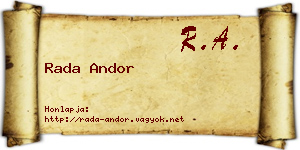 Rada Andor névjegykártya